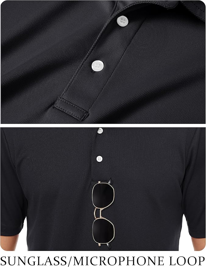 TACVASEN Mens Golf Shirt Dry Fit Mens Polo Shirts Short Sleeve Performance Golf Polos for Men with Collar Work Shirts