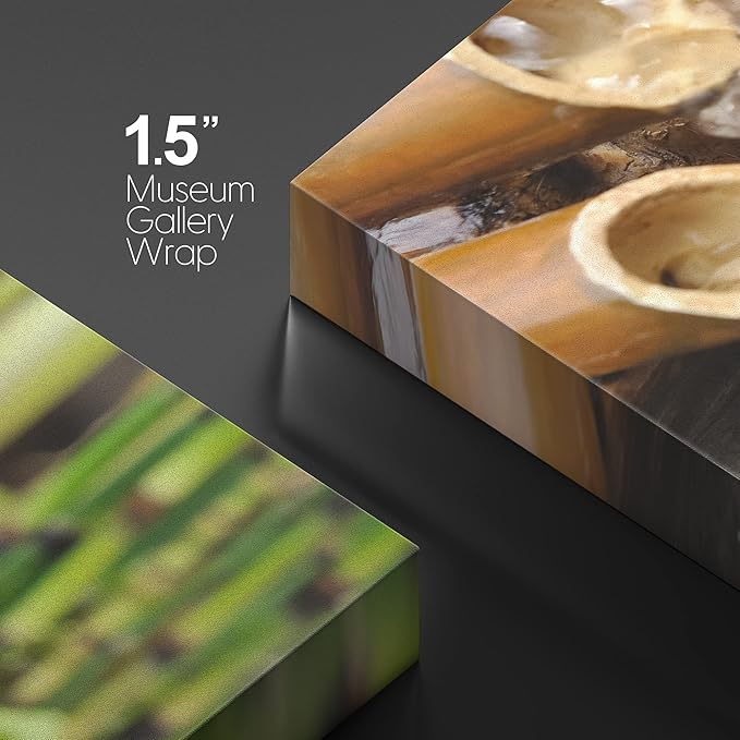 wall26 Canvas Print Wall Art Bamboo Waterfall in The Zen Forest Floral Nature Photography Realism Bohemian Scenic Relax/Calm Cool for Living Room, Bedroom, Office - 24"x36"