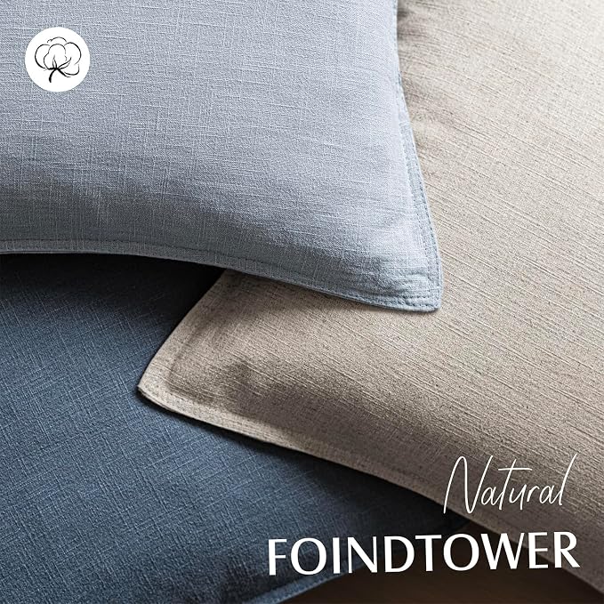 Foindtower Pack of 2, Decorative Linen Solid Throw Pillow Covers Soft Accent Euro Cushion Case Boho Farmhouse Pillowcase for Chair Couch Sofa Bedroom Living Room Home Decor 22 x 22 Inch Sky Blue