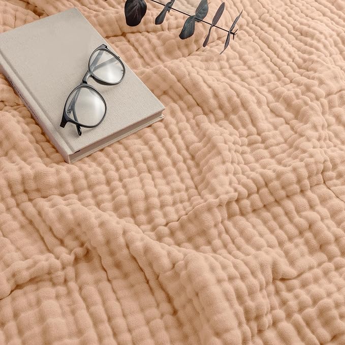 Comfy Cubs Adult Muslin Blanket 90x90” Queen Swaddle Blankets, Cream | 6 Layer Soft, Breathable & Lightweight Muslin Adult Blanket - Machine Washable & Designed in the US Bedding for All Seasons