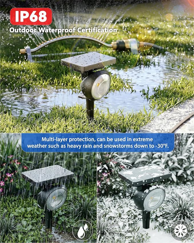 Focusing Solar Spot Lights Outdoor Waterproof, RGB+3CCT Tree Uplights 6Pack | Multicolor Focused Lens Spotlight, Dusk-to-dawn Light, Stake or Wall Mounting for Yard Landscape Garden Path Halloween Decor