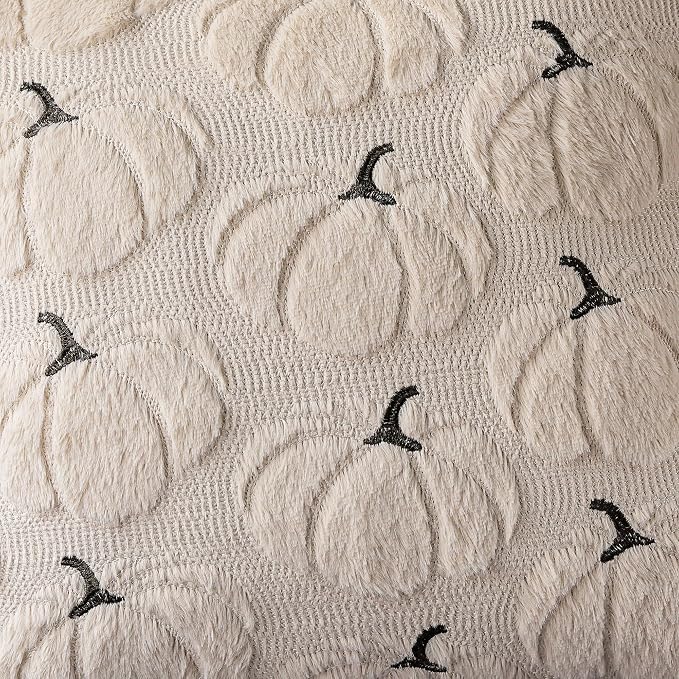 Fall Pumpkins Decorative Pillow Covers 16x16 Set of 2, Beige Soft Plush Faux Fur Wool Farmhouse Throw Cushion Cases for Autumn Thanksgiving Holiday Home Decorations