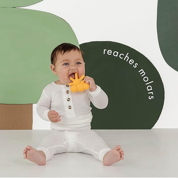 Doddle & Co. The Chew Sunshine Teether with Poppable Bubbles | Toddler Teething Fidget Toy for Baby | Enhaces Oral Fit & Easy to Hold & Grab | Helps in Development for New Born Babies | Pack of 1