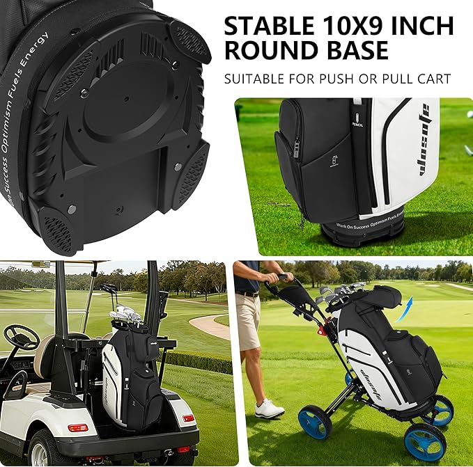 PU Leather Lightweight Men Women Blue White Black Green Golf Bag,Multiple 10 Pockets 14-Way Dividers Cooler Pouch Golf Cart Bag