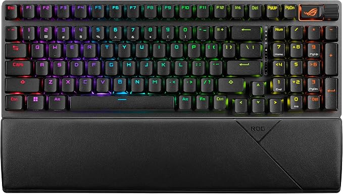 ASUS ROG Strix Scope II 96 Wireless Mechanical Gaming Keyboard – 96% Full-Size, Tri-Mode Connectivity, Hot Swappable Pre-lubed ROG NX Snow Linear Switches, PBT Keycaps, RGB, PC/Mac Support-Black