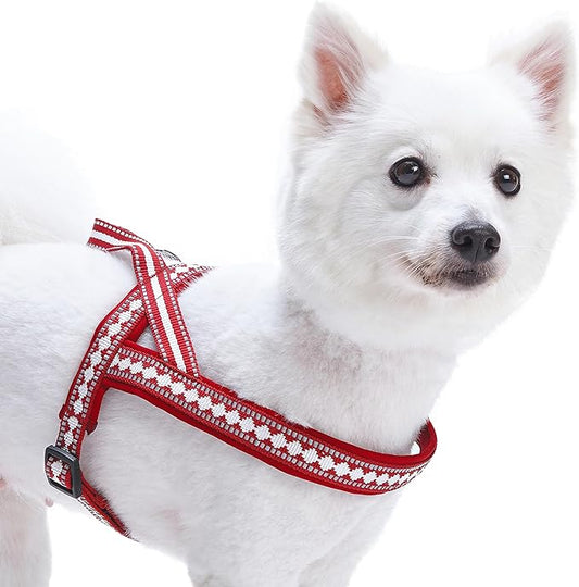 Blueberry Pet 4 Colors Soft & Comfy 3M Reflective Jacquard Padded Dog Harness, Chest Girth 30" - 38.5", Marsala Red, Large, Adjustable Harnesses for Dogs