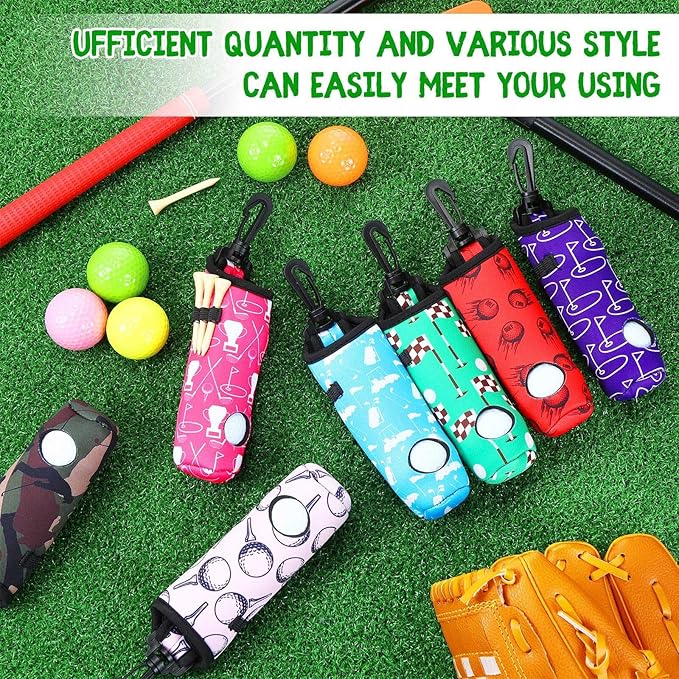 24 Pcs Golf Ball Holder Pouch with Tee Holder Keychain Belt Clip Hook Golf Carry Bag for Women Ladies Man Gifts
