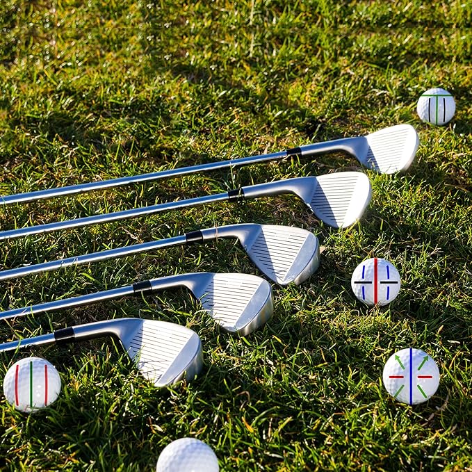 Professional 8 Pack Precision Golf Ball Marker Set, Upgrade Your Golf Accessories with 4 Marking Stencils and 4 Vibrant Colors, Perfect Golf Ball Line Marker Tool