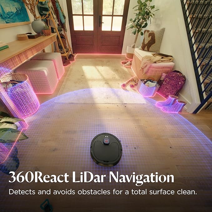 Bissell FlexClean FurForce Robot Vac & Mop, LiDAR Navigation, HEPA, 4270L | 2X stronger suction; NeverTangle brush roll; 180-min runtime; 60-day self-empty base; deep carpet clean