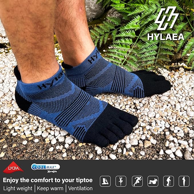 Hylaea No Show Running Athletic Anti-Blister Wicking Coolmax Socks, Seamless Anti-odor