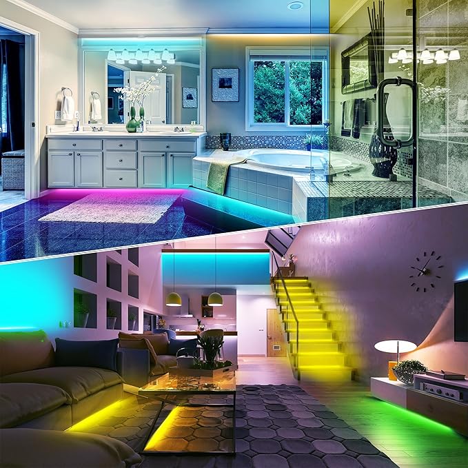 Led Lights for Bedroom 100ft (1 Roll) Music Sync, Color Changing Led Strip Lights with Remote and App Control, RGB Led Lights for Room, Christmas, Home Decor, White, GAN-rgb005-3