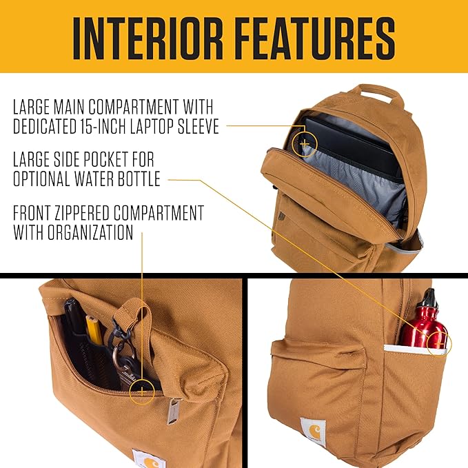 Carhartt Classic 21L Backpack Rose Tint | Classic Laptop, Water-Resistant Pack with 15 Laptop Sleeve and Organizational Compartments
