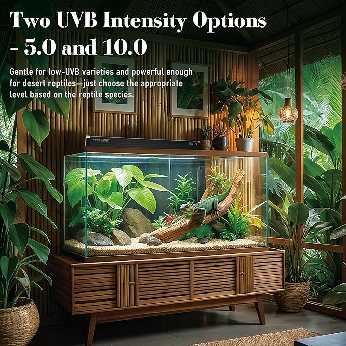 T5 Reptile UVB Light 34.5 Inches Fixture with UVB 5.0 Bulb High Output Hood for Terrariums, Basking Reptiles, Lizards, Chameleons, Iguanas, Bearded Dragons, 39W