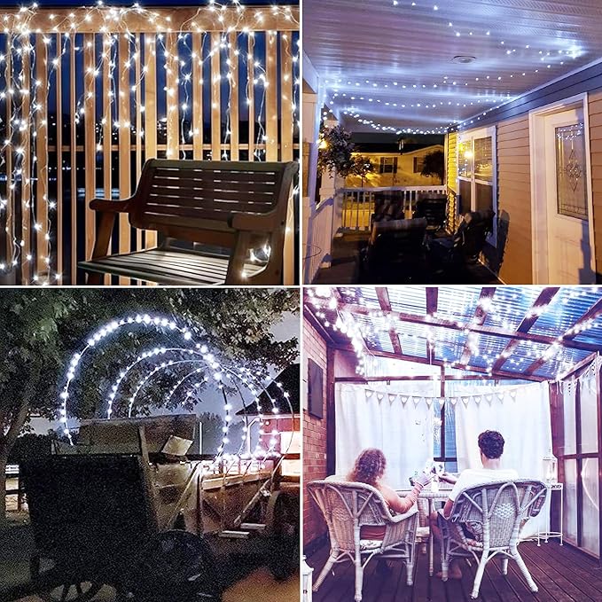 Joomer Solar Fairy Lights, 2-Pack Total 80FT 240LED Solar String Lights Outdoor Waterproof 8 Lighting Modes for Patio Fence Party Garden Yard Home Holiday Tree Outdoor Decoration (White)