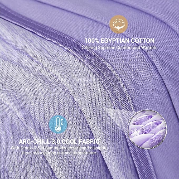 Elegear Arc-Chill 3.0 Cooling Blanket for Hot Sleepers, Cool Throw, Purple | Q-Max>0.5 Cooling Fabric, Absorbs Heat to Keep Body Cool, Breathable Summer Blankets for Night Sweats & Menopause, 51"x67"