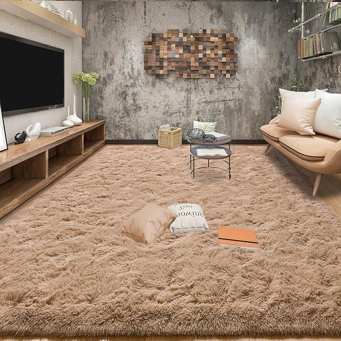 Tepook Area Rugs 10x14 for Living Room, Super Soft Fluffy Rugs for Bedroom, Modern Shaggy Rug Fuzzy Carpets for Kids, Plush Indoor Nursery Home Decor Rug with Non-Slip Bottom, Beige