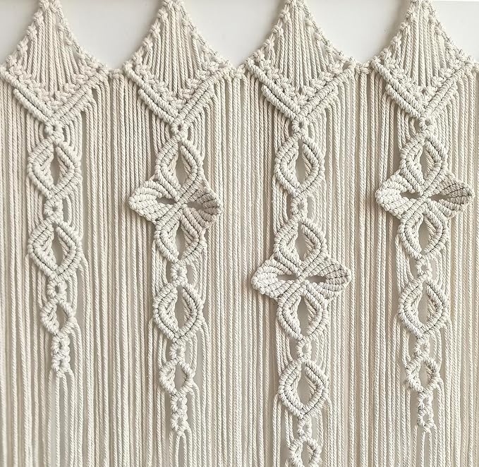 Achart Macrame Wall Hanging Large- Boho Wall Decor- large wall art- Wall Decor Living Room- Macrame Tapestry Boho Decor for Bedroom (Beige-Flower)