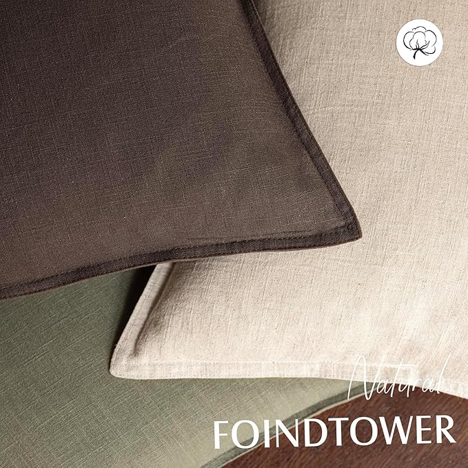 Foindtower Pack of 2, Decorative Linen Solid Throw Pillow Covers Soft Accent Cushion Case Boho Farmhouse Neutral Pillowcase for Couch Sofa Bedroom Living Room Home Decor 20 x 20 Inch Reddish Brown