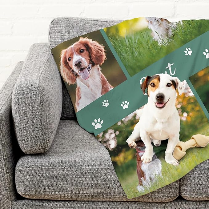Prints Next Day – Custom 30" x 40" Sherpa Pet Lightweight Blanket with Multi-Photo Upload - Personalized with Pet Lightweight's Name - Gift for Dog or Cat Owners - Printed in America