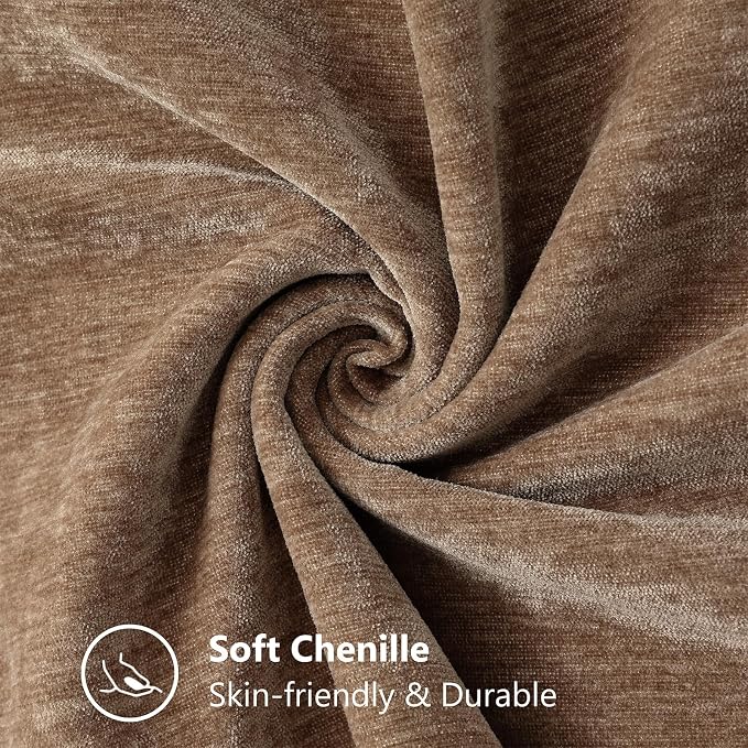 decorUhome Soft Chenille Throw Pillow Covers 26x26 Set of 2 Brown | Fall Textured Decorative Throw Pillow Cases Stitched Edge Modern Farmhouse Luxury Boho Velvet for Couch Sofa Bed Home Decor