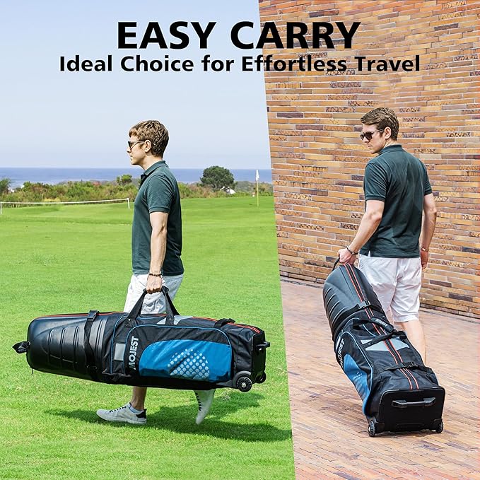 Golf Travel Bags for Airlines with Wheels, Hard Case Top and 1680D Heavy Duty Oxford Protect Golf Clubs, Lightweight and Easy to Maneuver