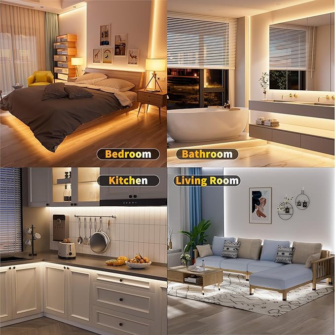 MIWISE COB LED Strip Light White LED Tape Lights 2700K-6500K 24V Color Changing Dimmable 20ft UL-Listed Super Bright with Remote & APP Control for Under Cabinets,Bedroom,Kitchen,Mirror,TV DIY Lighting