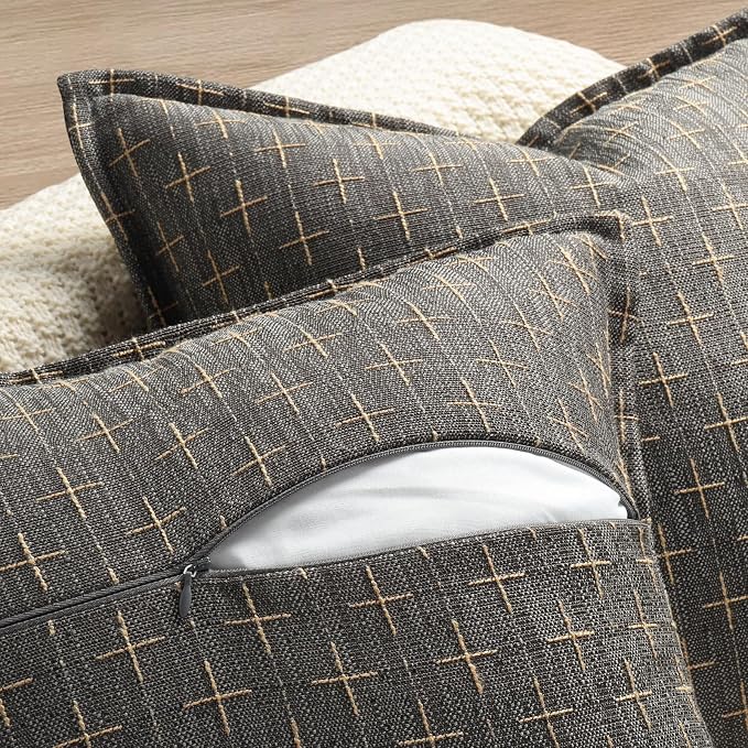 12x20 Pillow Covers Set of 2 Soft Polyester Textured Pillow Covers with Stylish Flange Edge Cozy Farmhouse Throw Pillows for Couch Bed Sofa Living Room