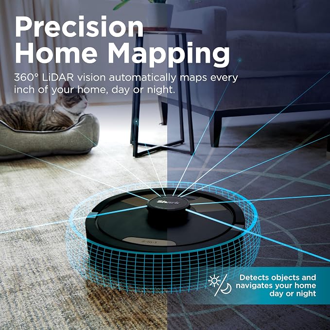 SharkMatrix Plus 2-in-1 Robot Vacuum & Mop, Black/Brass, AV2610WA | Sonic Mopping, Matrix Clean, CleanEdge, HEPA 60-Day Self-Empty Base, 360° LiDAR Mapping, Self-Cleaning Brushroll, Wi-Fi