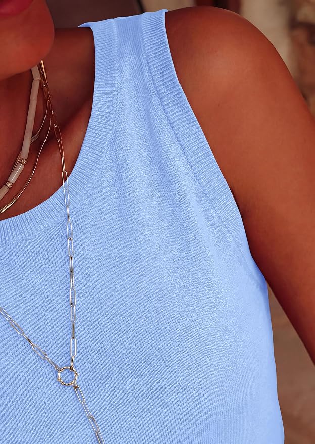 PRETTYGARDEN Sleeveless Sweater Tops for Women 2026 Summer Dressy Ribbed Tank Tops Spring Business Casual Work Shirts Blouses