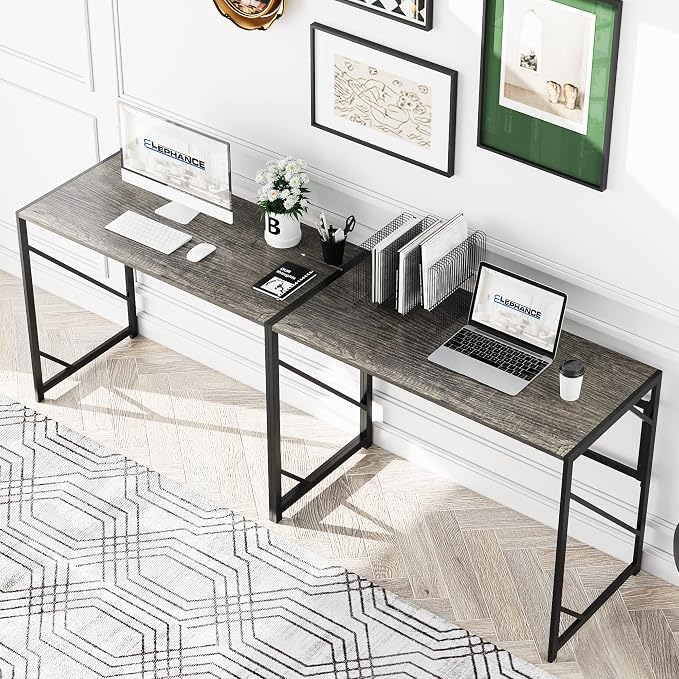 Elephance Folding Desk Writing Computer Desk for Home Office No-Assembly | Study Office Desk,Foldable Table for Small Spaces,39.4 Inch,Black Oak