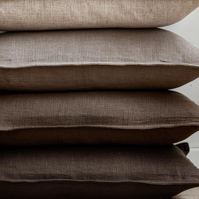 Foindtower Pack of 2, Decorative Linen Solid Throw Pillow Covers Accent Lumbar Cushion Case Boho Farmhouse Pillowcase for Chair Couch Sofa Bedroom Living Room Home Decor 12 x 20 Inch Brown Tan