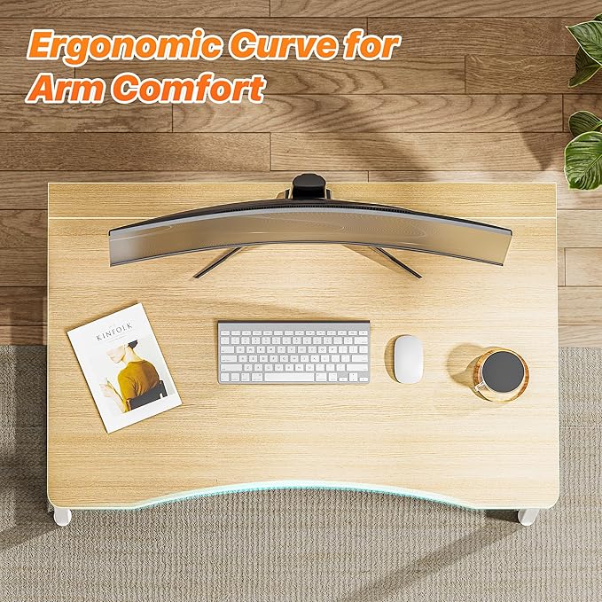 Huuger Folding Desk for Small Spaces, 31.5 Inch Foldable Computer Table, Easy Assembly, for Home Office, Study, Bedroom, Dorm, Space Saving, Small Writing Work Office Computer Desk, Oak