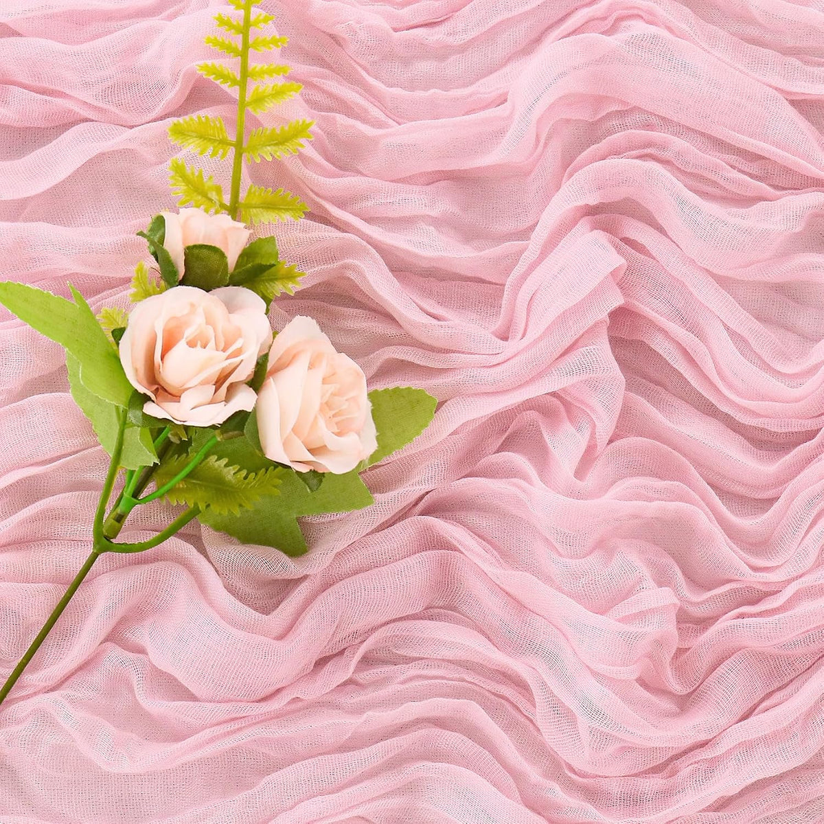 6 Pieces Pink 10FT Cheesecloth Table Runner Boho Gauze Fabric Table Runner Rustic Sheer Runner for Wedding Birthday Baby Shower Party Boho Table Decoration（Pink）
