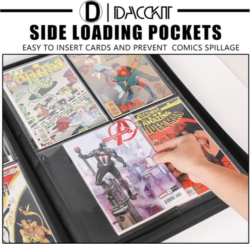 D DACCKIT Premium Comic Binder - Holds 96 Comic Books with Sleeves | Classic Navy Blue Storage Solution