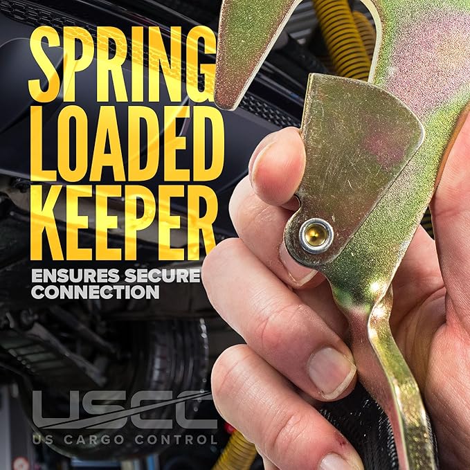 US Cargo Control Twisted Snap Hook Ratchet Strap 2 Inch x 8 Foot, 10,000 LBS Break Strength, Car Tie Down Straps for Trailers, Tie Down Cars, Motorcycles, Race Cars - Low-Profile Ratchet