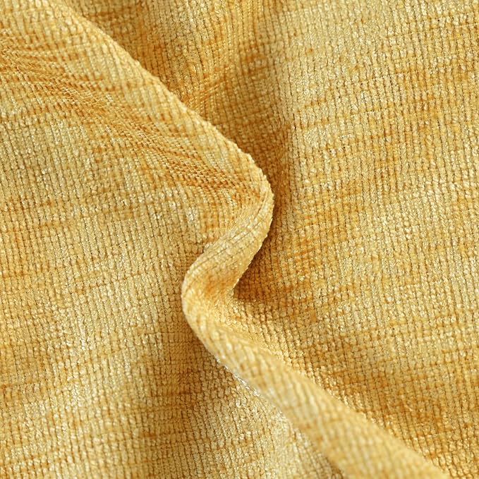 CaliTime Decorative Couch Throw Pillow Covers 16 X 16 Inches Gold | Pack of 2, Cozy Chenille Cushion Cases, with Pom Poms for Sofa Bed Living Room Farmhouse Home