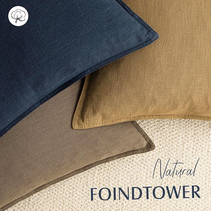 Foindtower Pack of 2, Decorative Linen Solid Throw Pillow Covers Soft Accent Cushion Case Boho Farmhouse Pillowcase for Chair Couch Sofa Bedroom Living Room Home Decor 18 x 18 Inch Honey Mustard