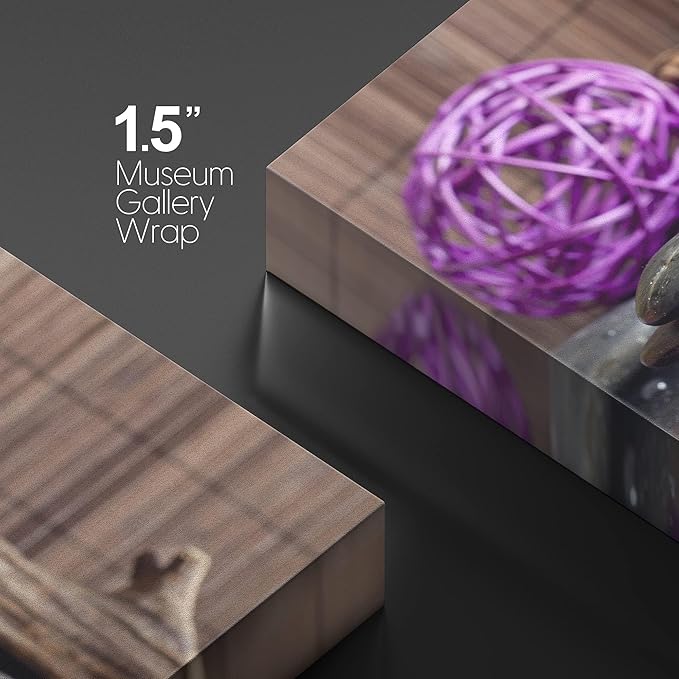 wall26 Canvas Print Wall Art Zen Stones with Purple Orchid and Calming Candles Nature Floral Photography Realism Rustic Colorful Multicolor Ultra for Living Room, Bedroom, Office - 24"x36"