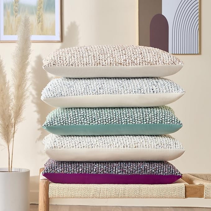 Allorry Soft Wool Decorative Throw Pillow Covers 26x26 Green SY011D26 | Cozy Soft Touch,Neutral Textured Boho Cushion Covers for Modern Farmhouse Sofa Bedroom Living Room Decor