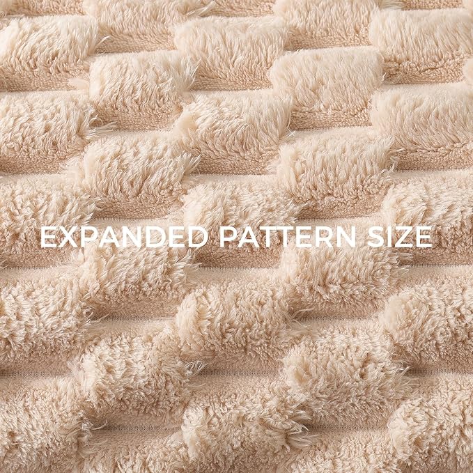 Whale Flotilla Soft 3D Jacquard Fleece Throw Blanket for Couch & Bed, Camel | Super Cozy Lightweight Plush Fluffy Throw, Luxury Decorative All‑Season Couch Cover Blanket for Sofa & Office Chair, 50"x60"