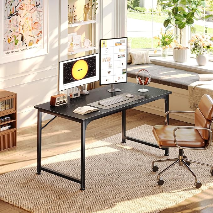 PRAISUN 40 Inch Computer Desk, Home Office Desk with Spacious Desktop, Black