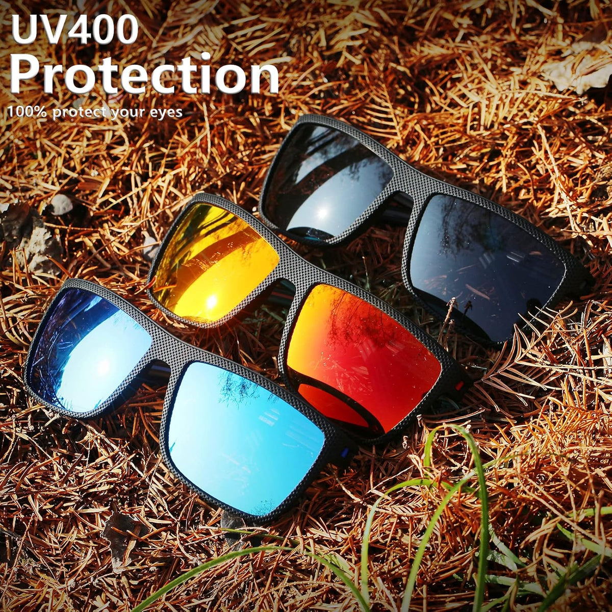 Skiennix Square Polarized Sunglasses - Vintage Style UV Protection | Lightweight Frame for Men