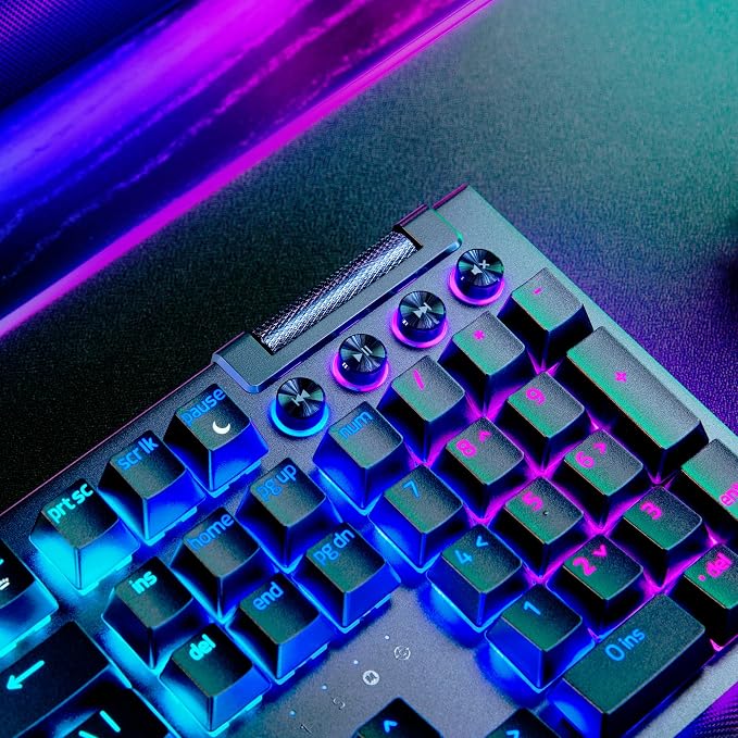 Razer BlackWidow V4 Pro Wired Mechanical Gaming Keyboard, Orange Switches | Tactile & Quiet Switches, Doubleshot ABS Keycaps, Command Dial, 8 Dedicated Macro Keys, RGB, Snap Tap, Magnetic Wrist Rest