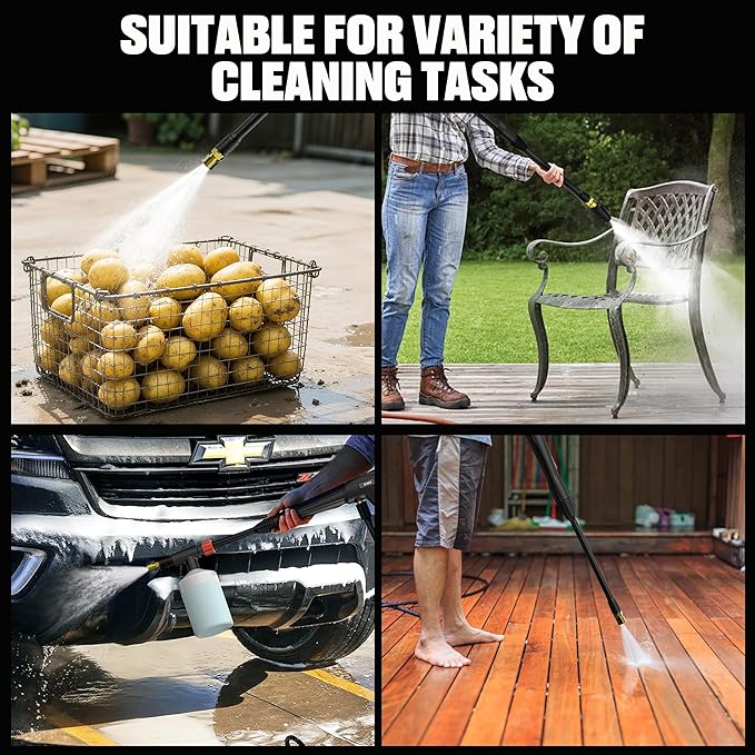 SENIX 13 Amp Electric Pressure Washer - 1700 PSI, 1.2 GPM, Compact with Foam Cannon, Spray Gun, 20-ft Hose, Turbo Nozzle, and 15° Spray Nozzles - Perfect for Cars and Driveways