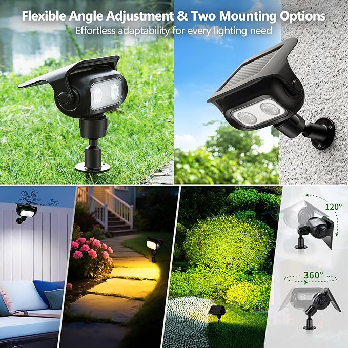 Brizled Solar Powered Outdoor Spot Light Color Changing Landscape Spotlight | RGB 9 Color & 11 Mode; 360° Rotation; IP65 Waterproof; Adjustable Height; Stake or Wall Mounted for Yard Tree Garden Pathway