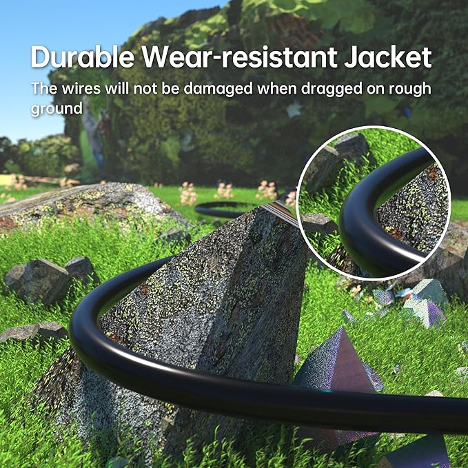 PlugSaf Black Outdoor Extension Cord 15 ft 16/3 Gauge Waterproof, Cold Weatherproof -58°F, Flame Retardant, Flexible 3 Prong Electric Cord for Lawn Office,13A 1625W 16AWG SJTW, ETL Listed