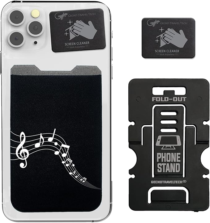 Phone Wallet - Adhesive Card Holder - Cell Phone Pouch - Stick on Lycra Pocket by Gecko - Carry Credit Cards and Cash