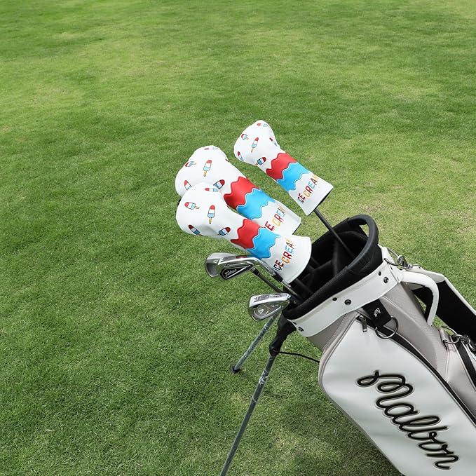 Montela Golf Club Covers Ice Cream Golf Driver Cover Fariway Wood Headcover Hybrid Covers 3 Wood Headcover Golf Head Cover for Odyssey Scotty Cameron Taylormade