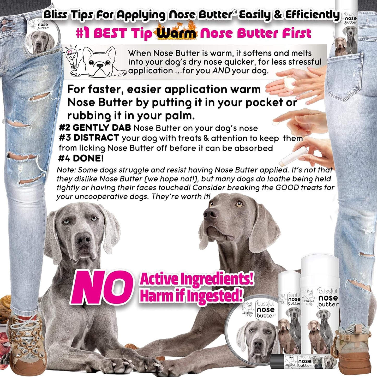 The Blissful Dog Weimaraner Unscented Nose Butter - Dog Nose Butter, 4 Ounce