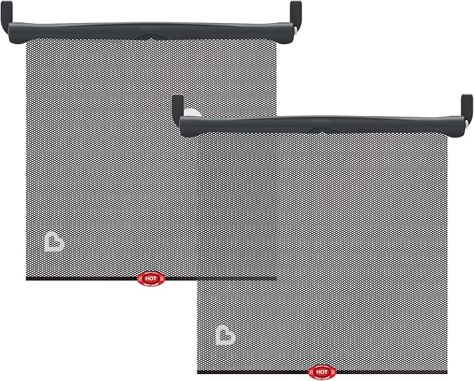 Munchkin Brica Sun Safety Car Window Shade with Heat Alert, Helps Block UVA/UVB Rays, 2 Pack, Black